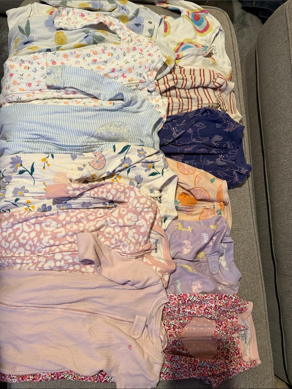 Baby Girl Sleepers Bundle - Pastel Floral & Animal Prints